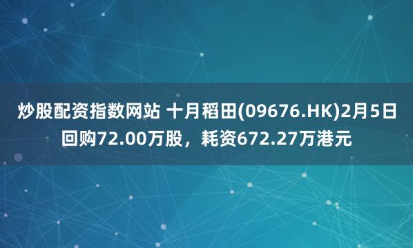 炒股配资指数网站 十月稻田(09676.HK)2月5日回购72.00万股，耗资672.27万港元